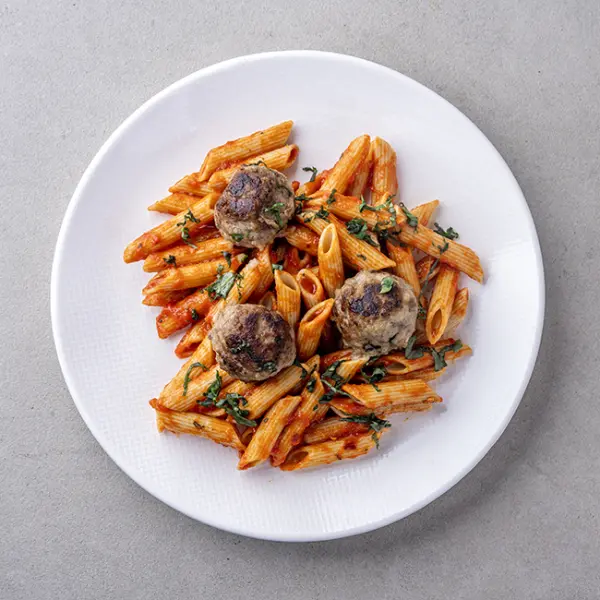 Pomodoro Meatballs with Whole Wheat Penne